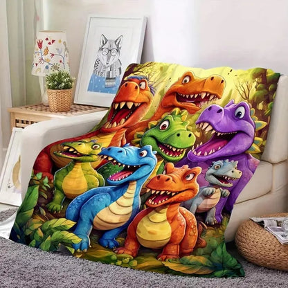 Cute Smiling Dinosaurs Flannel 🦖 HD Digital Print | For Blanket/Bedding 🛌