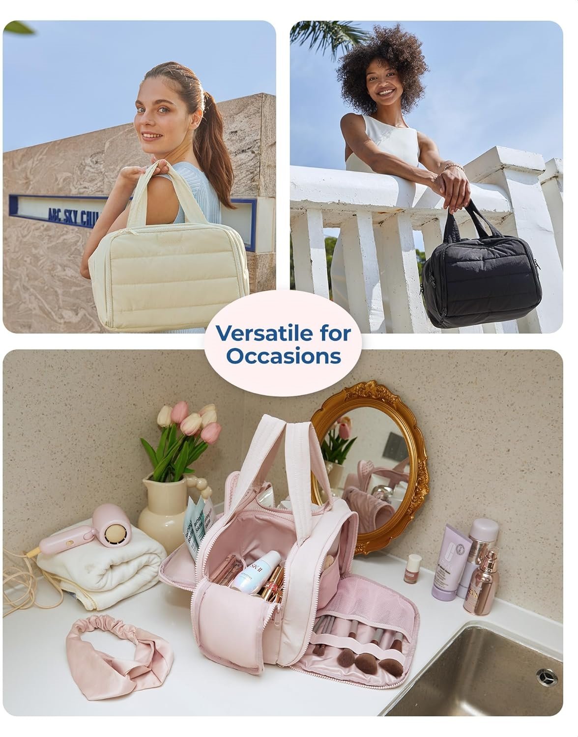 ✨ Large Capacity | Wide-Open Travel Cosmetic Bag 💄