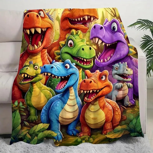 Cute Smiling Dinosaurs Flannel 🦖 HD Digital Print | For Blanket/Bedding 🛌
