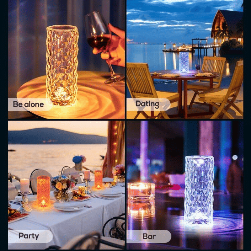 ✨16 Colors Rose Rays Crystal Diamond Table Lamp