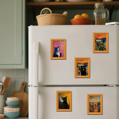 🐱Cute Cat Refrigerator Magnets – Adorable Bamboo Cat Decor for Home & Office ✨