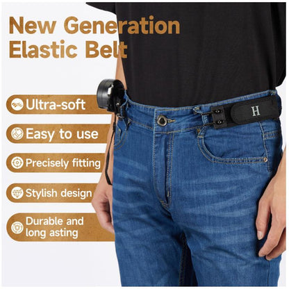 Tactical Metal Hook Elastic Belt (Unisex) - Patented No - Buckle Invisible Design | Soft Adjustable Side