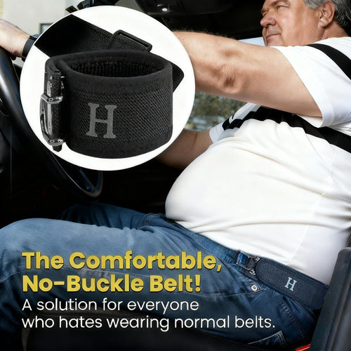 Tactical Metal Hook Elastic Belt (Unisex) - Patented No - Buckle Invisible Design | Soft Adjustable Side