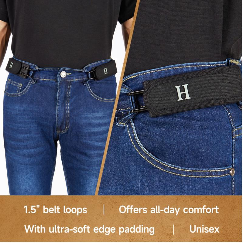 Tactical Metal Hook Elastic Belt (Unisex) - Patented No - Buckle Invisible Design | Soft Adjustable Side
