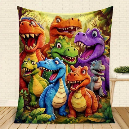 Cute Smiling Dinosaurs Flannel 🦖 HD Digital Print | For Blanket/Bedding 🛌
