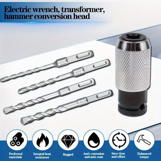 🛠️ Rotary Hammer Adapter + Impact Drill Bits Set