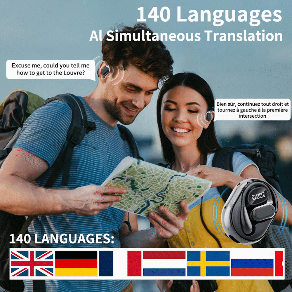 🏆#1 Bestseller ⏰49% Off -AI Translation Wireless OWS Bluetooth 5.4 Headphones (Compatible with iOS and Android)